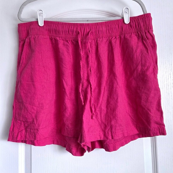 GAP Pants - Gap Hot Pink Linen Blend Pull On Shorts Women Sz XL Beachy Vacation Lightweight